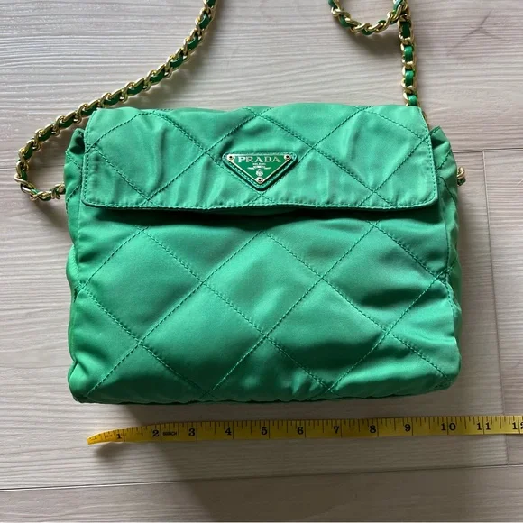 Vintage Prada Tessuto Quilted Nylon Bag Green - Picture 11 of 14